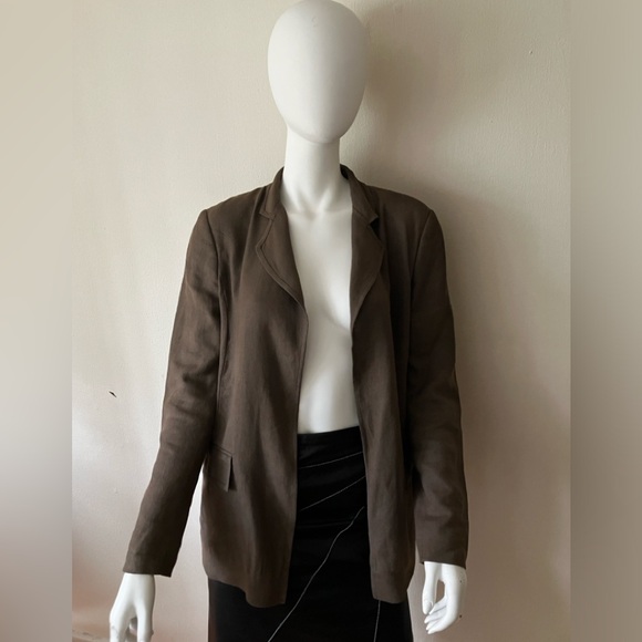 VTG EUC Callaghan (by Gianni Versace) brown women's linen blazer - Picture 1 of 12